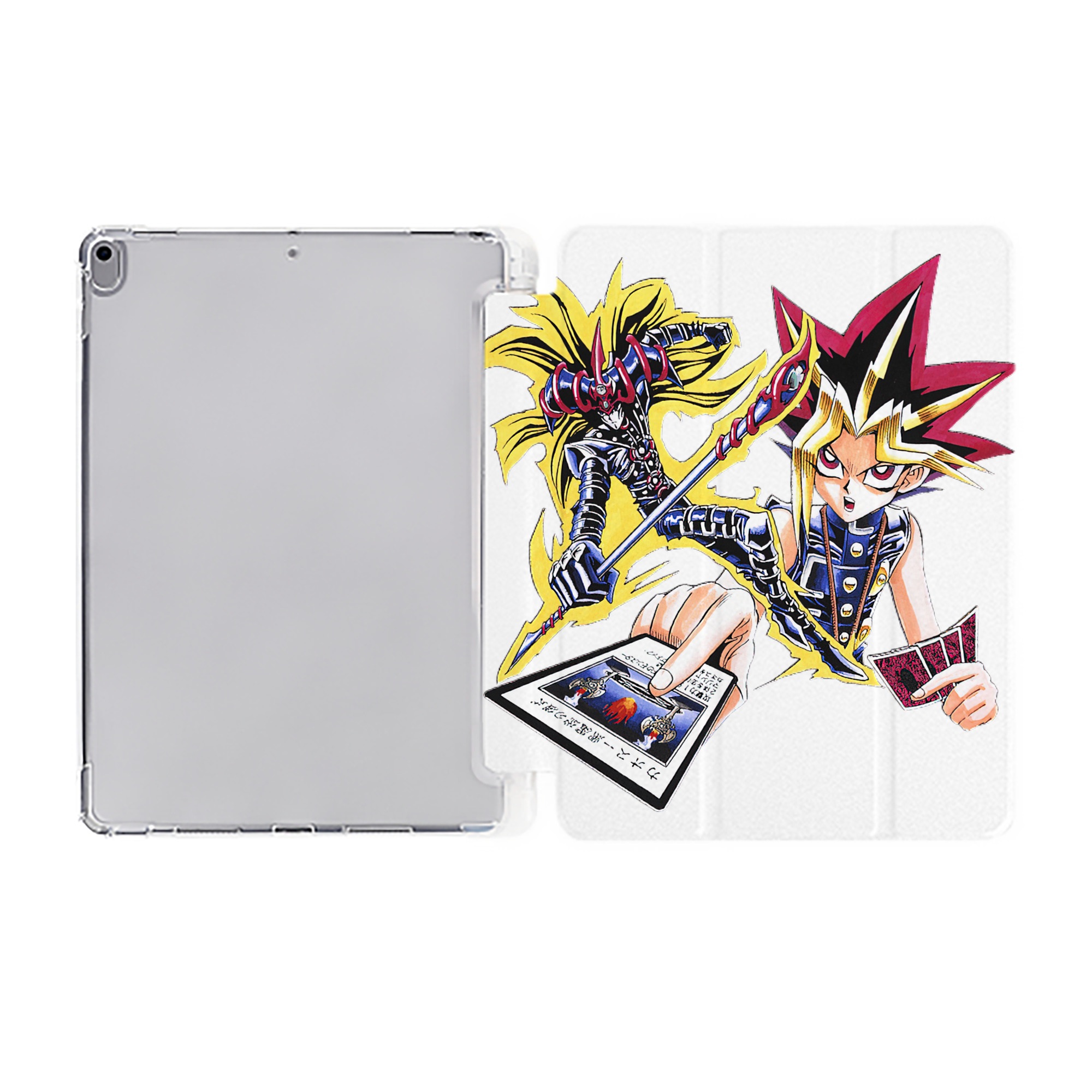 （画像用） 遊☆戯☆王 Yu-Gi-Oh! IPad ケース ペン収納付き 三つ折りスタンド PUレザー×シリコン 対応機種9.5/10.5/10.9インチ